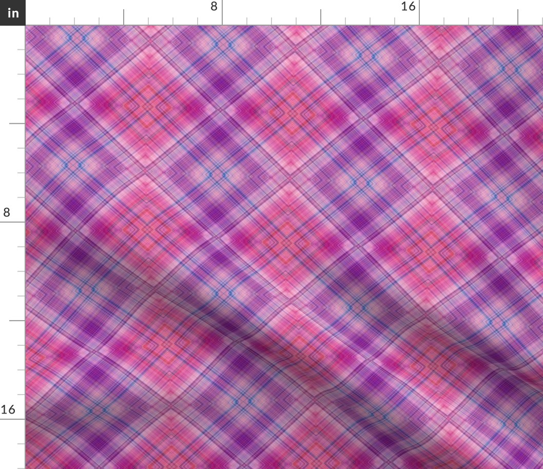 DREAM OF A ORANGE PINK SEA GARDEN Diagonal Diamond Plaid 2