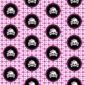 2x2 Pink White Girly Skull