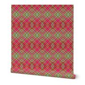 HOT GREEN AND RED FUCHSIA CHERRY DIAGONAL PLAID