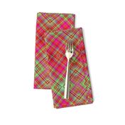 HOT GREEN AND RED FUCHSIA CHERRY DIAGONAL PLAID