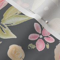 Watercolor Floral in Gray