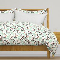 Cute kids historical hero theme viking battle ship whale and scandinavian woodland in mint and orange boys