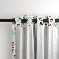 Cute kids historical hero theme viking battle ship whale and scandinavian woodland in mint and orange boys