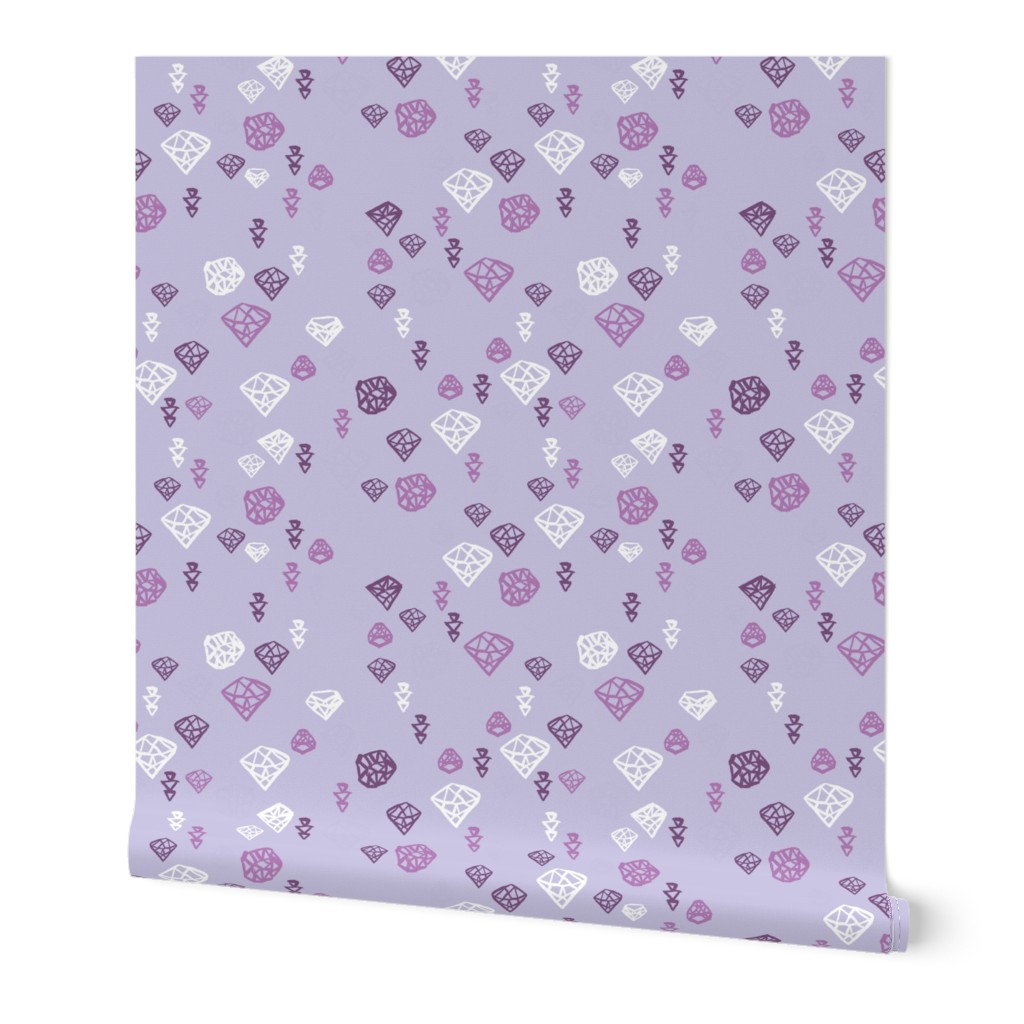 Pastel colors diamond and geometric gems in black white and soft violet