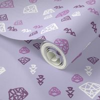 Pastel colors diamond and geometric gems in black white and soft violet