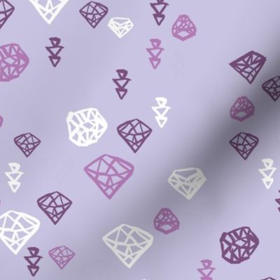 Pastel colors diamond and geometric gems in black white and soft violet