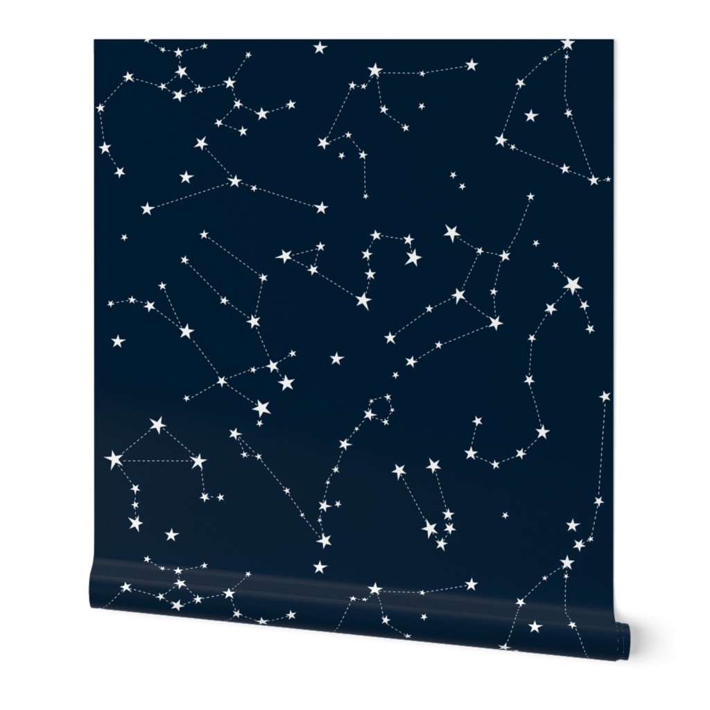 Stars in the zodiac constellations - white on navy