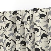 dinosaurs in grey on natural