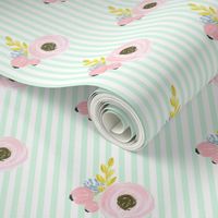 Single flower with stripes - light mint