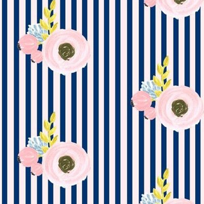 Single flower with stripes - light pink and navy