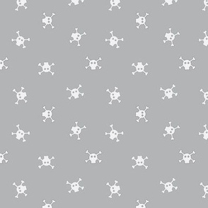 Bitty Skulls - White on Grey - small