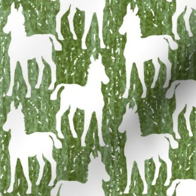 White Silhouette Foal on Greens