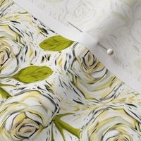 Cream colored Roses on White
