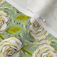 Cream colored Roses on Green