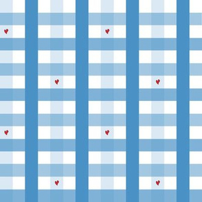 Blue Heart Gingham