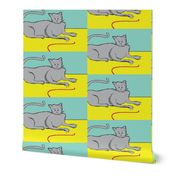 Playful Cat? - mint and yellow