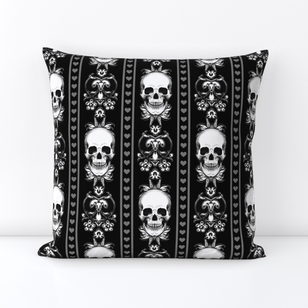 Baroque Skull Stripe Gothic Black