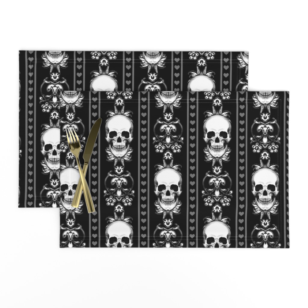 Baroque Skull Stripe Gothic Black