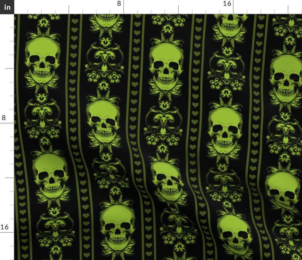 Baroque Skull Stripe Green Black