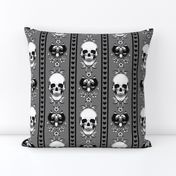 Baroque Skull Stripe Grey