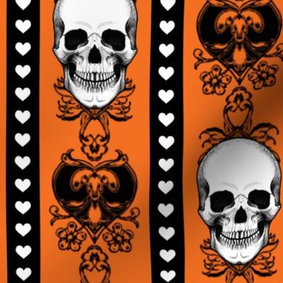 Baroque Skull Stripe Halloween Orange
