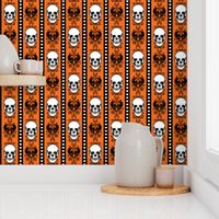 Baroque Skull Stripe Halloween Orange