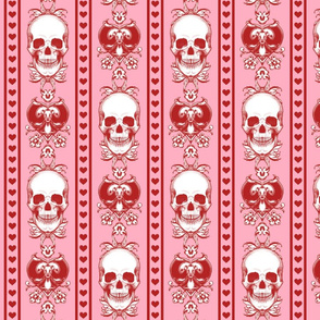 Baroque Skull Stripe Valentine Pink