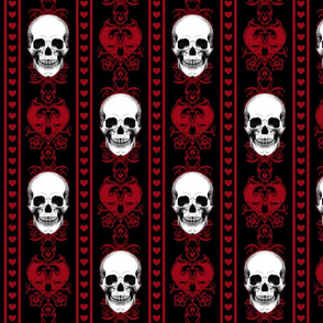 Baroque Skull Stripe Red Black