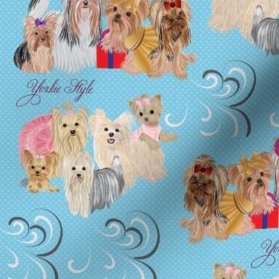 Yorkies 9 different yorkies - Style - Blue  look for the Pink too!