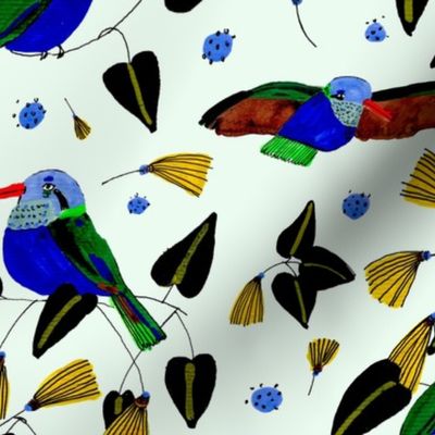 Birds on mint background