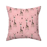 Adorable little baby giraffe cute kids zoo jungle animals illustration geometric scandinavian style print in pink