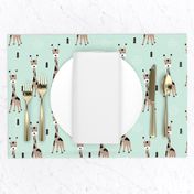 Adorable little baby giraffe cute kids zoo jungle animals illustration geometric scandinavian style print in mint