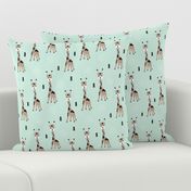 Adorable little baby giraffe cute kids zoo jungle animals illustration geometric scandinavian style print in mint