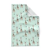 Adorable little baby giraffe cute kids zoo jungle animals illustration geometric scandinavian style print in mint