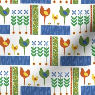 Scandi hens / rooster / white background