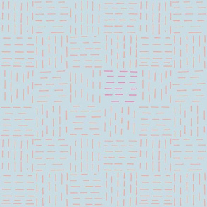 Checkerboard Lines | Orange/Pink on Blue Ground