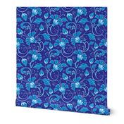 Dark blue turkish floral seamless pattern