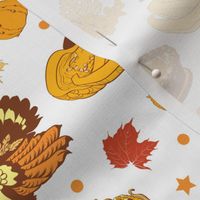 Vector Cornucopia Thanksgiving Pumpkin Turkey Corn Seamless Pattern