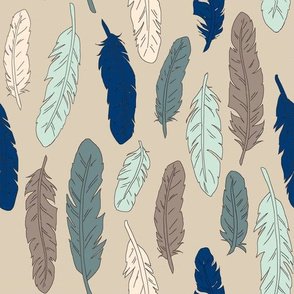 Feathers taupe/blue