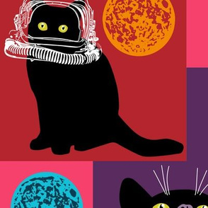 Moonlit Whiskers: A Celestial Cat Tapestry with Moon Phases