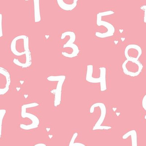 Back to school numbers girls love math theme for kids abstract typography text print in pink