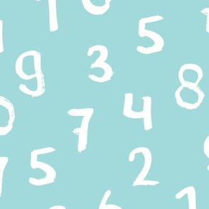 Back to school numbers boys love math theme for kids abstract typography text print in mint blue