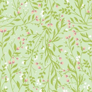 Regency Floral Vine Green Romance II