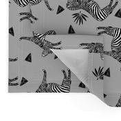 zebra // grey tropical african zoo safari animal black and white grey kids zebra wallpaper