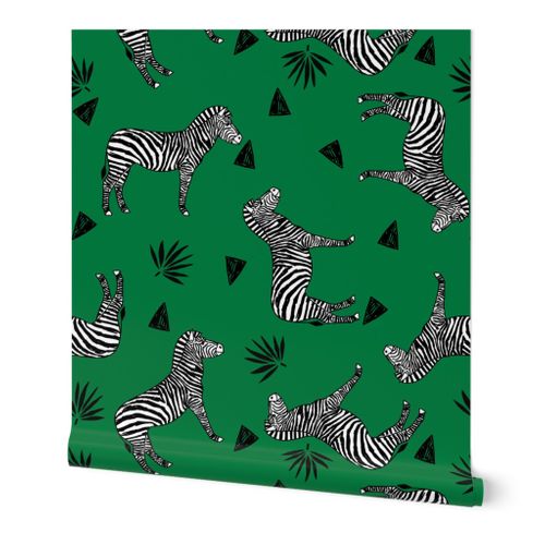 Zebra Kelly Green Safari Black And Wh Spoonflower