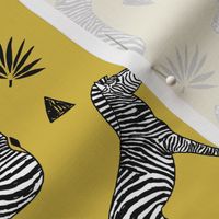 zebra // mustard yellow zoo safari africa animal black and white