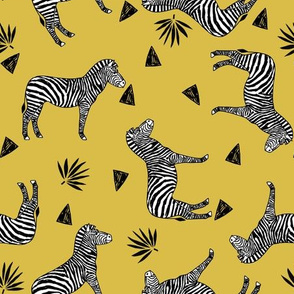 zebra // mustard yellow zoo safari africa animal black and white