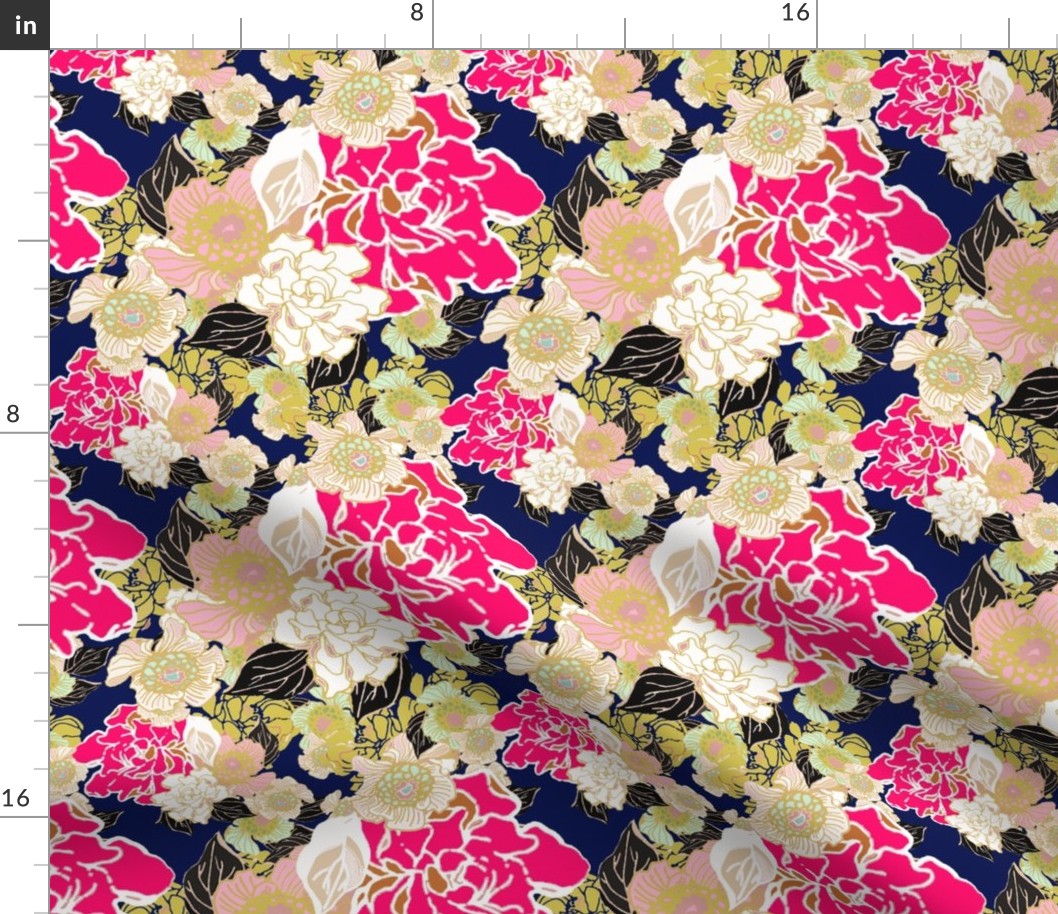 Jungle Passion floral navy