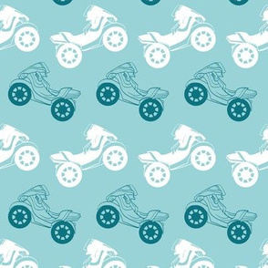 Vector Motorcycles Blue Brown Stripes Seamless Pattern. Riding on One Wheel Motorbike