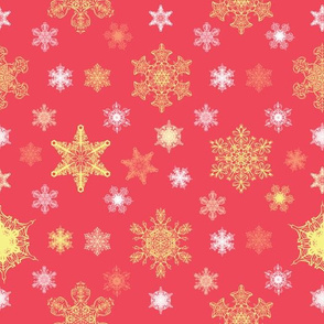 Ornate Christmas Snowflakes Seamless Pattern